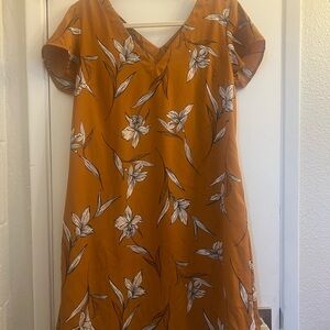 a new day Orange and White Floral Midi Dress